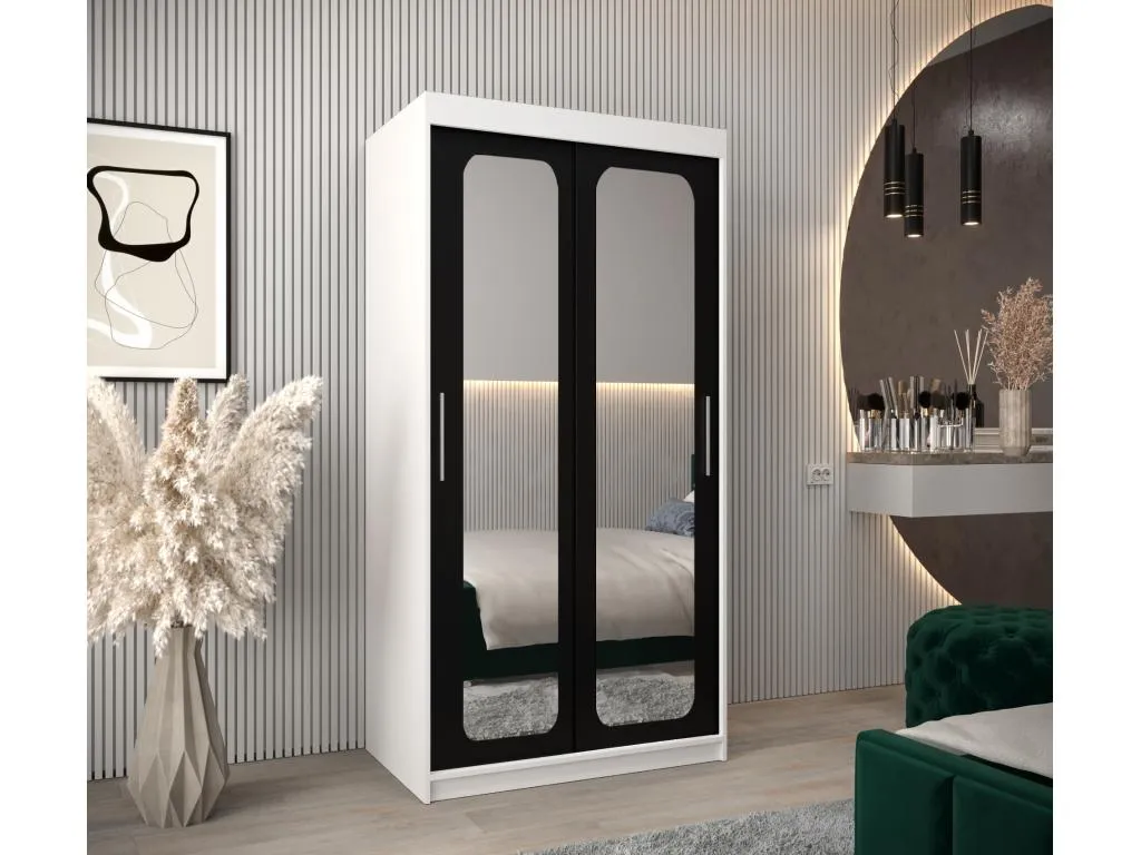 ARMARIO Boverdeco T3 DE PUERTAS CORREDERAS 200/100/62 2 puertas (blanco/negro)