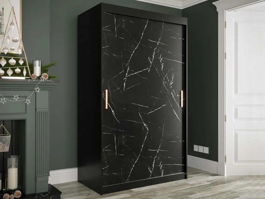 Armario Hogarmini 247 Mármol negro | Negro mate 200x120x62cm Número de estantes - 5.00 41205kmef